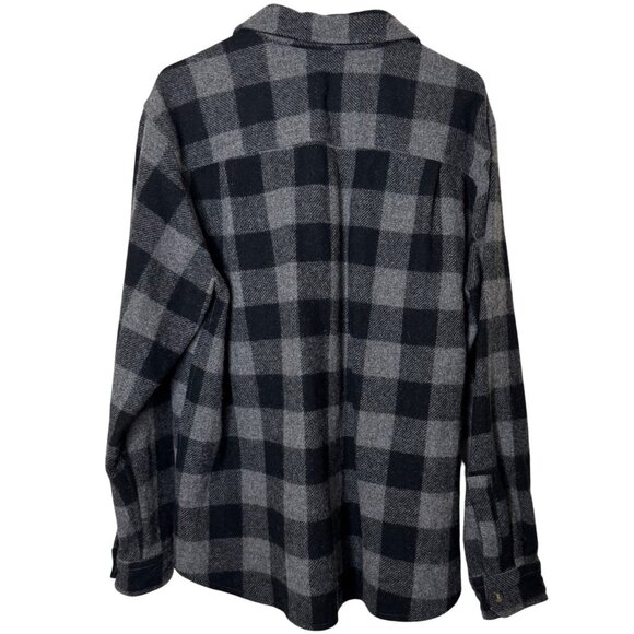 Woolly Dry Goods Mens Buffalo Check Washable Wool Shirt Jacket L Black Gray - Picture 2 of 8
